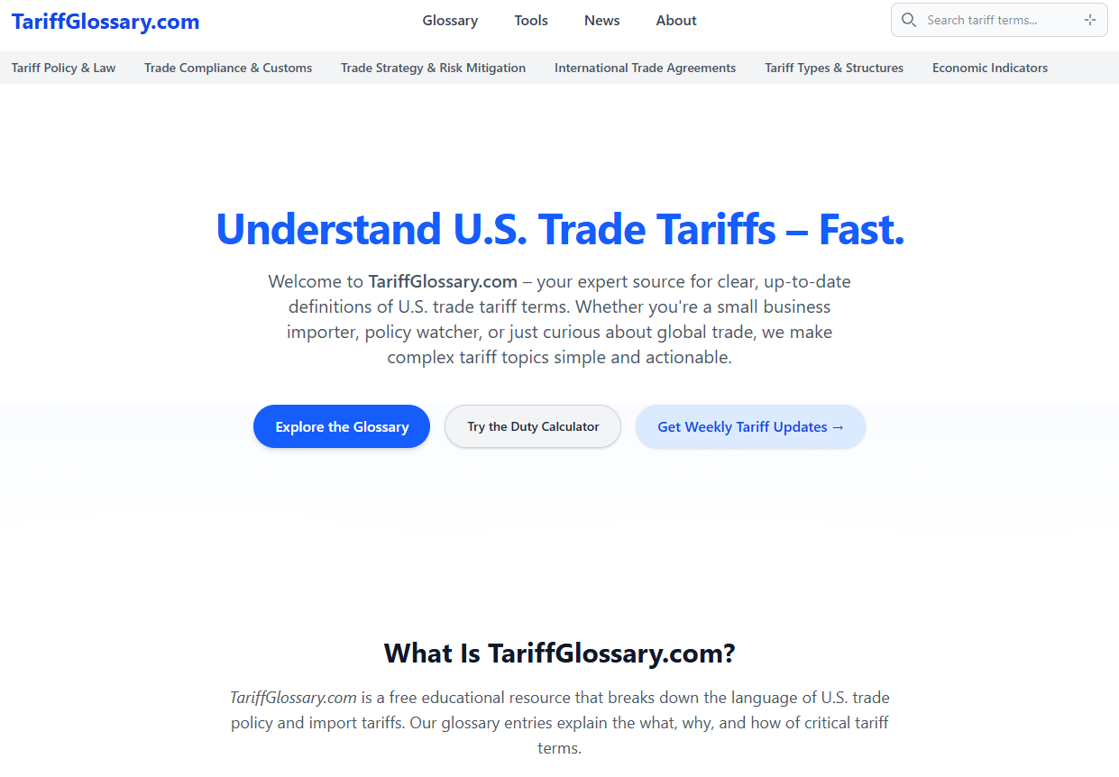 TariffGlossary